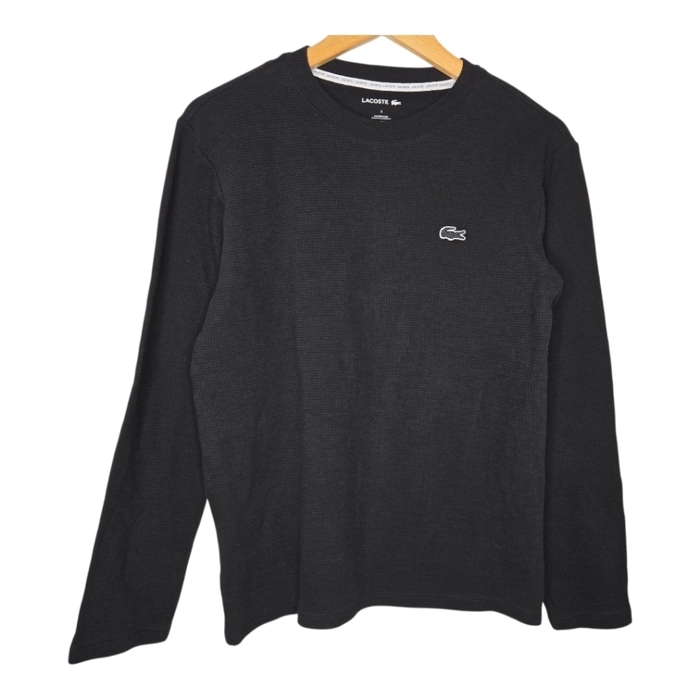 Lacoste Mens Black Long Sleeve Thermal Top Size Small